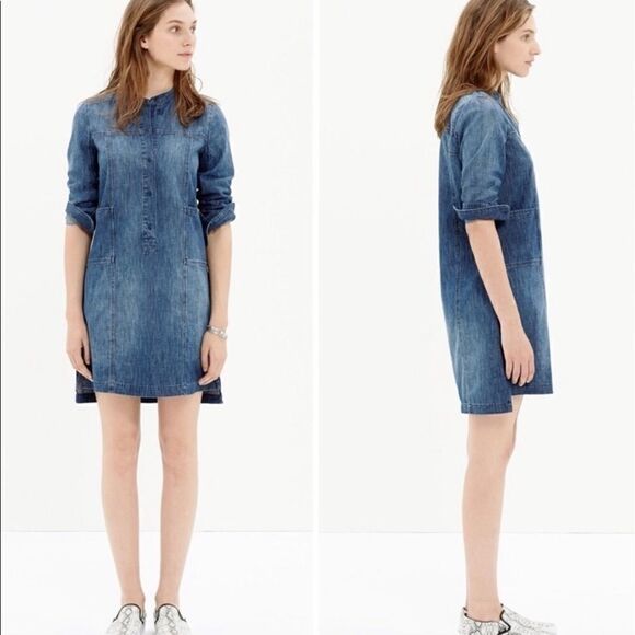 Madewell Downshift Denim Shirtdress  - Picture 1 of 10